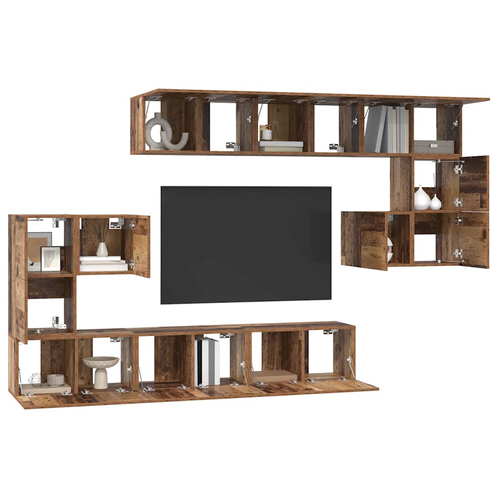 TV-Schrankset Wandmontiert 10 pcs Altholz Holzwerkstoff