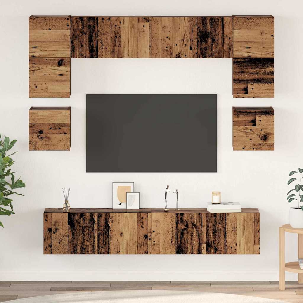 TV-Schrankset Wandmontiert 8 pcs Altholz Holzwerkstoff