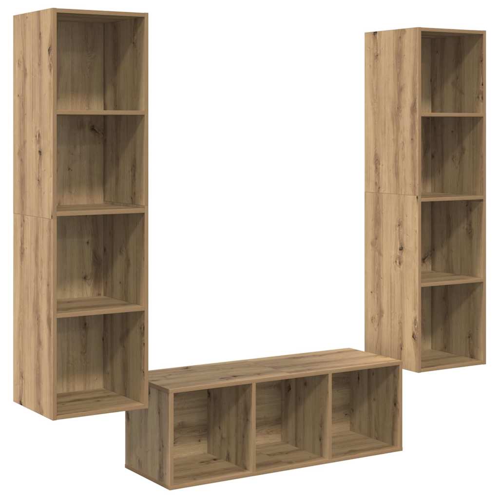 TV-Schrankset Wandmontiert 3 pcs Artisan-Eiche Holzwerkstoff