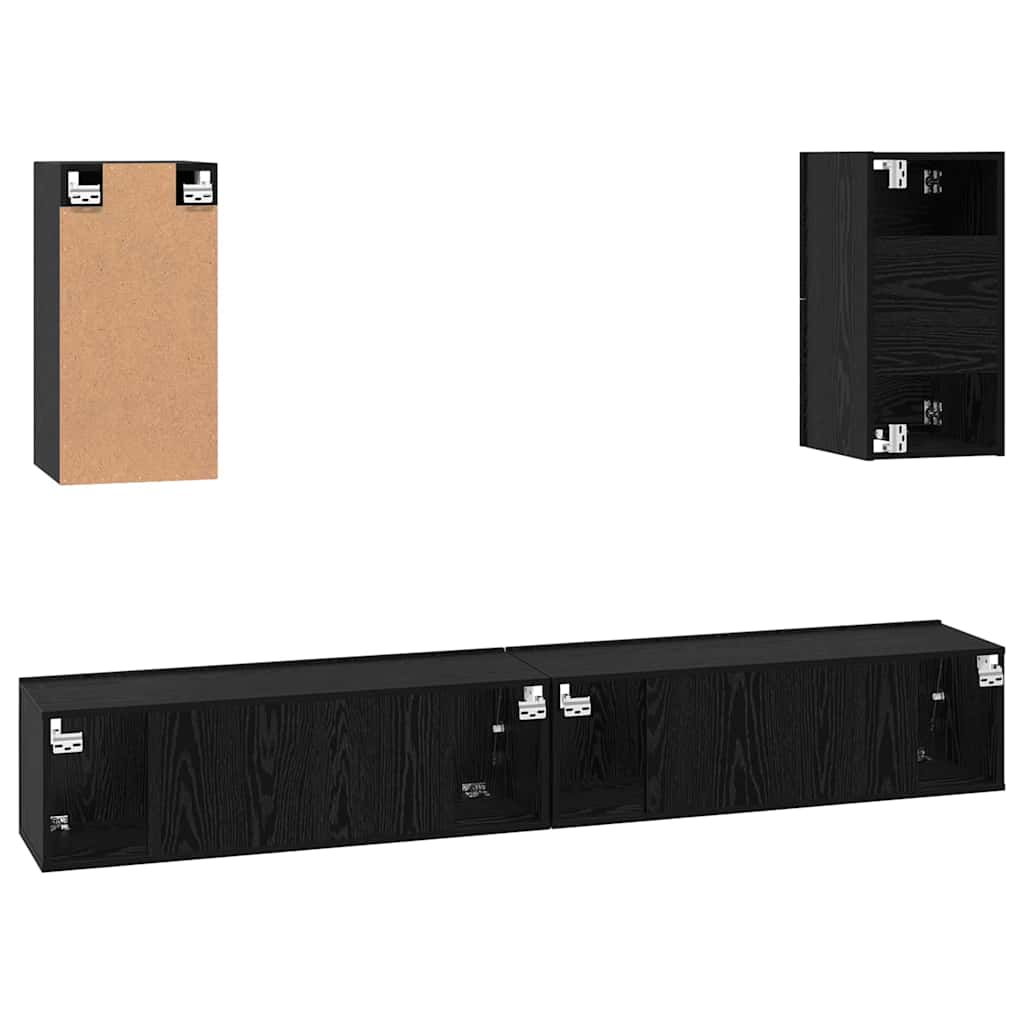 Wand-TV-Schrank 3 pcs 100 x 30 x 30 cm Schwarz Eichen-Optik