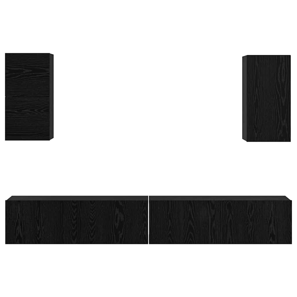 Wand-TV-Schrank 3 pcs 100 x 30 x 30 cm Schwarz Eichen-Optik