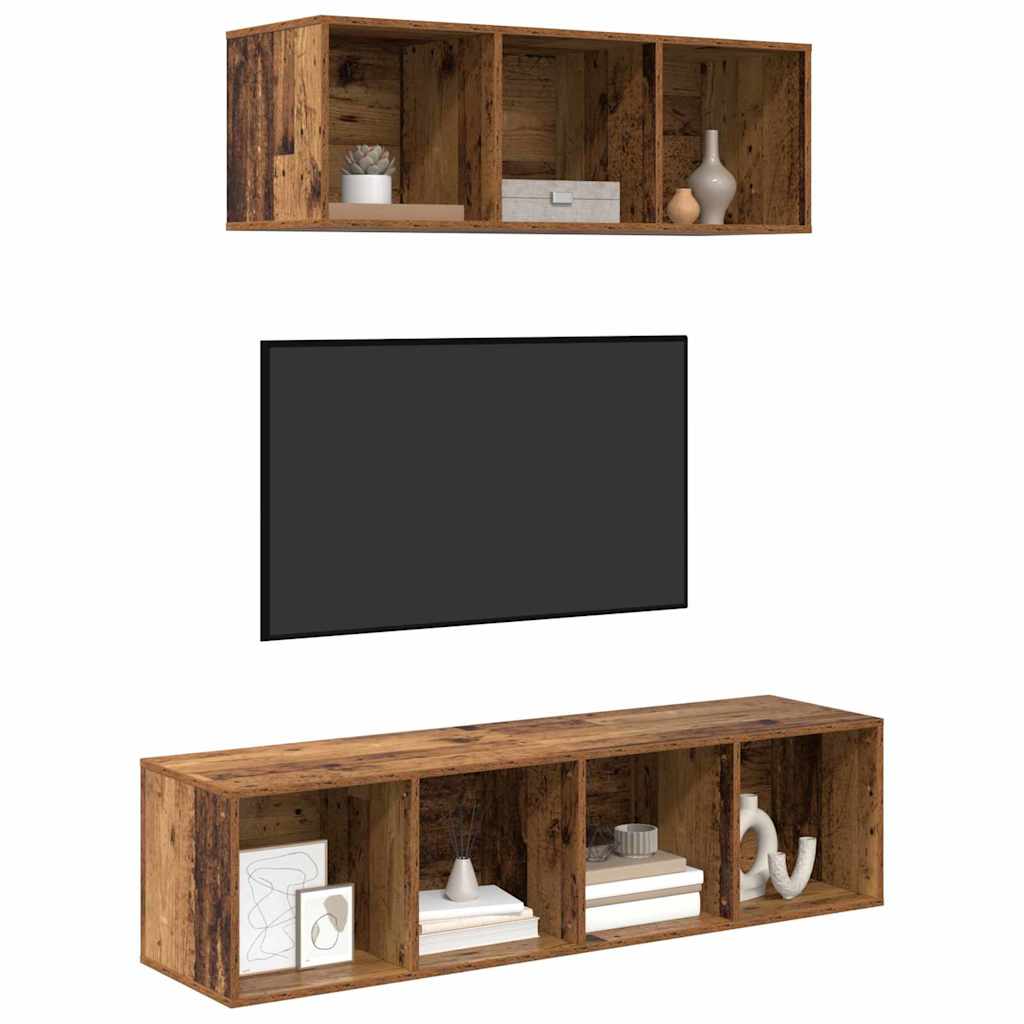 TV-Schrankset Wandmontiert 2 pcs Altholz Holzwerkstoff