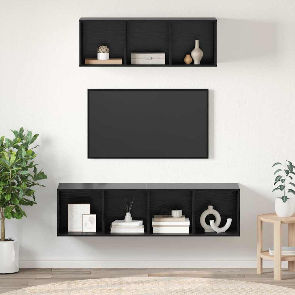 TV-Schrankset 2 pcs Schwarz Eichen-Optik Holzwerkstoff