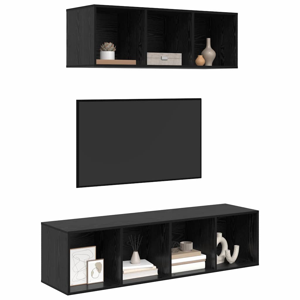 TV-Schrankset 2 pcs Schwarz Eichen-Optik Holzwerkstoff