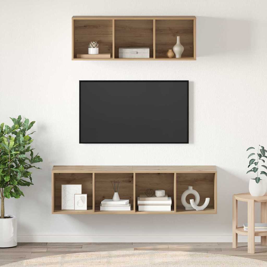 TV-Schrankset Wandmontiert 2 pcs Artisan-Eiche Holzwerkstoff