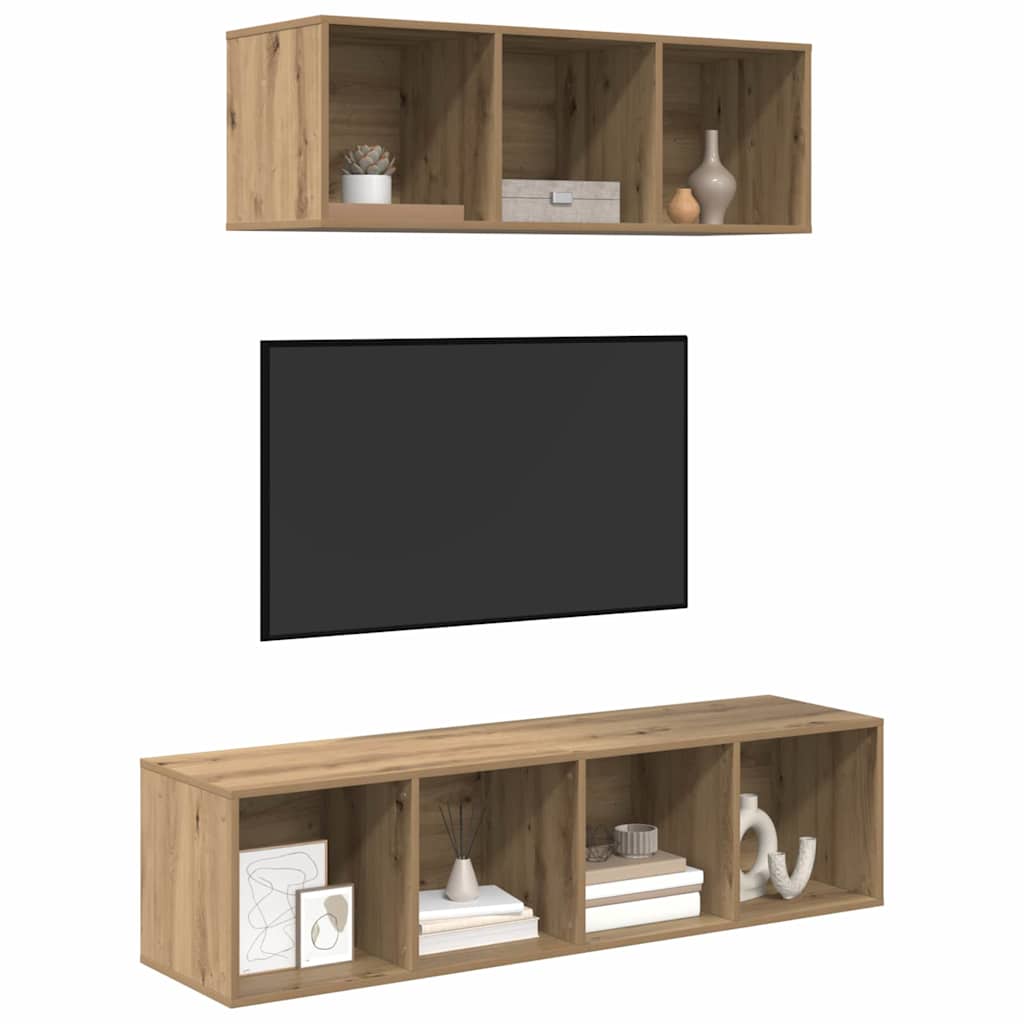 TV-Schrankset Wandmontiert 2 pcs Artisan-Eiche Holzwerkstoff