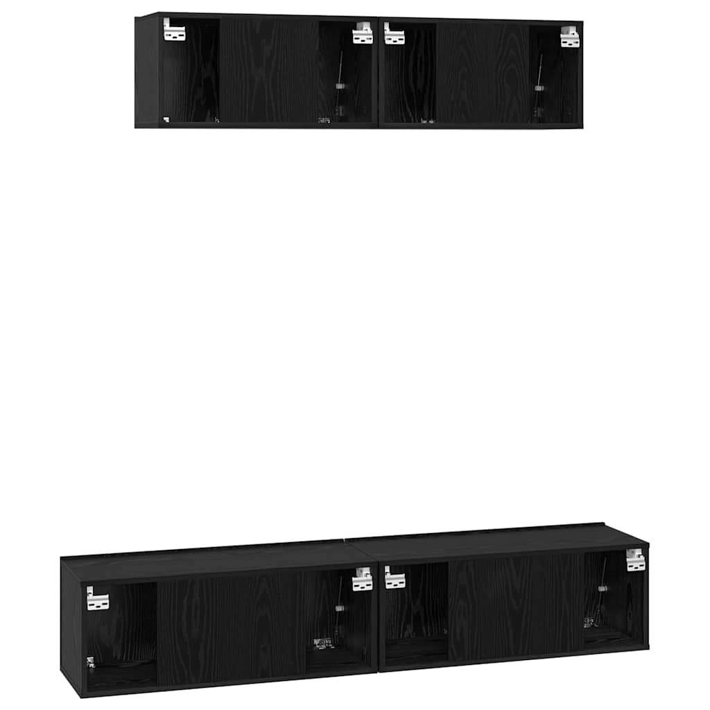 TV-Schrankset 4 pcs Schwarz Eichen-Optik Holzwerkstoff
