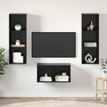 TV-Schrankset Schwarz Eichen-Optik 37 x 37 x 107 cm