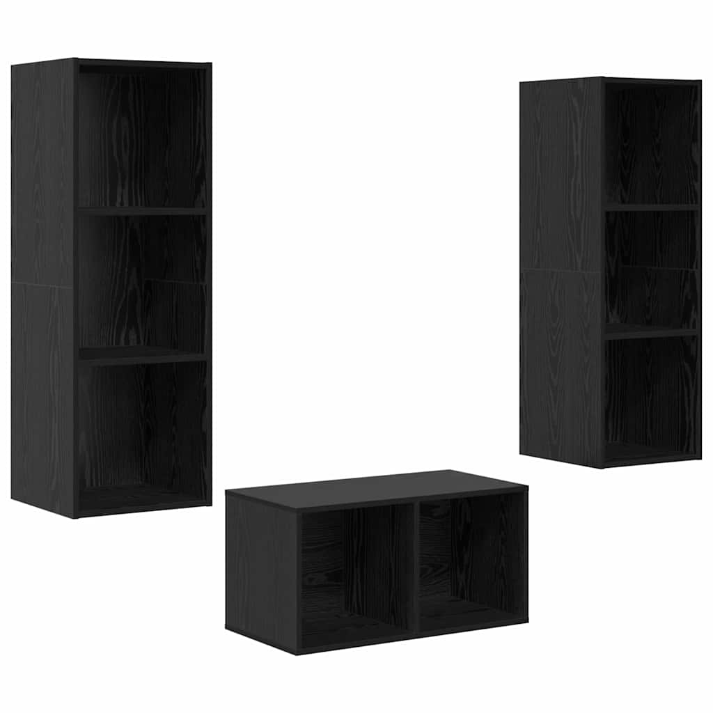 TV-Schrankset Schwarz Eichen-Optik 37 x 37 x 107 cm