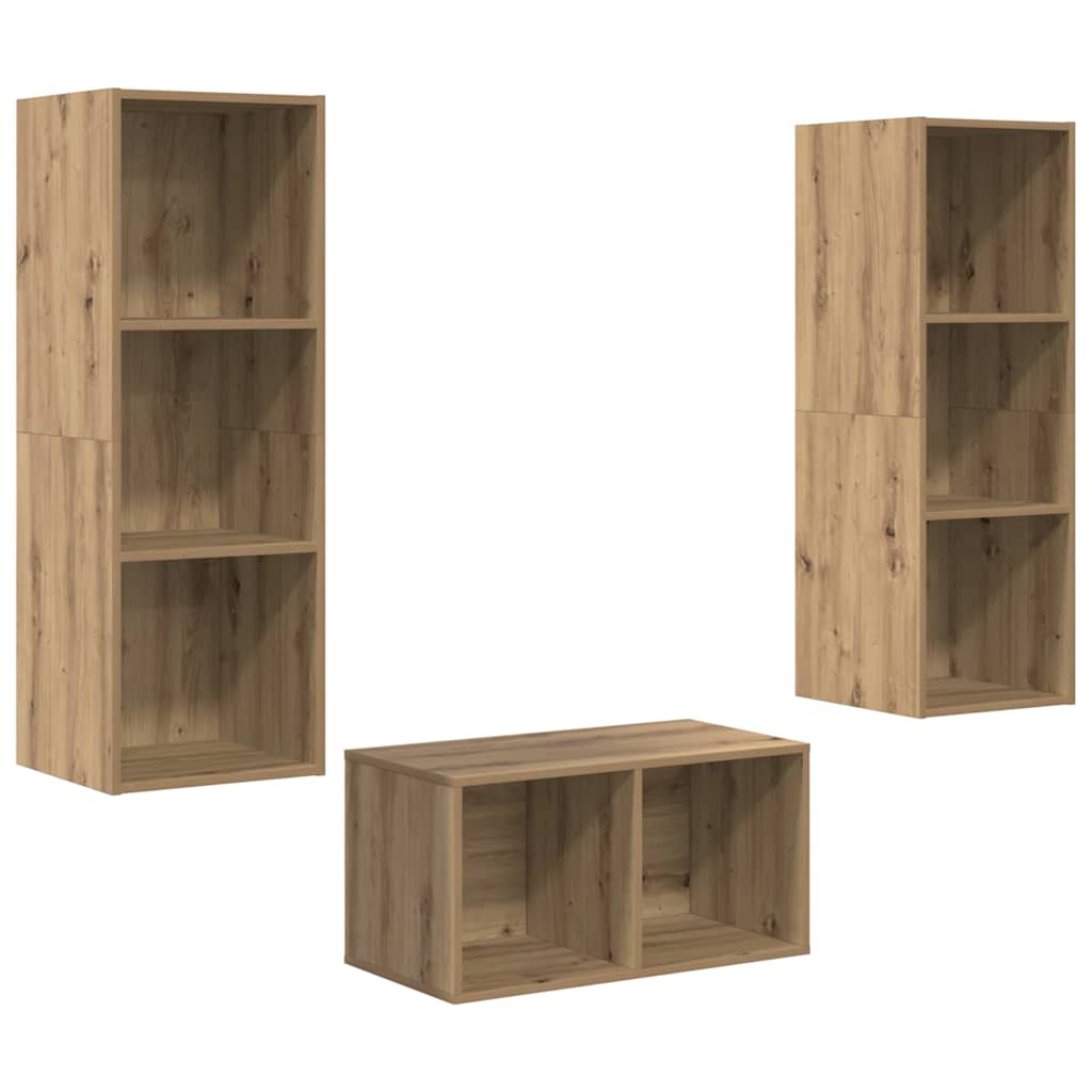 TV-Schrankset Artisan-Eiche 37 x 37 x 107 cm Holzwerkstoff