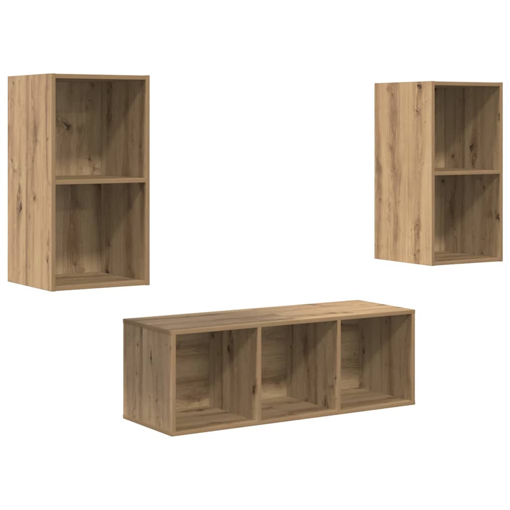 TV-Schrankset Wandmontiert 3 pcs Artisan-Eiche Holzwerkstoff