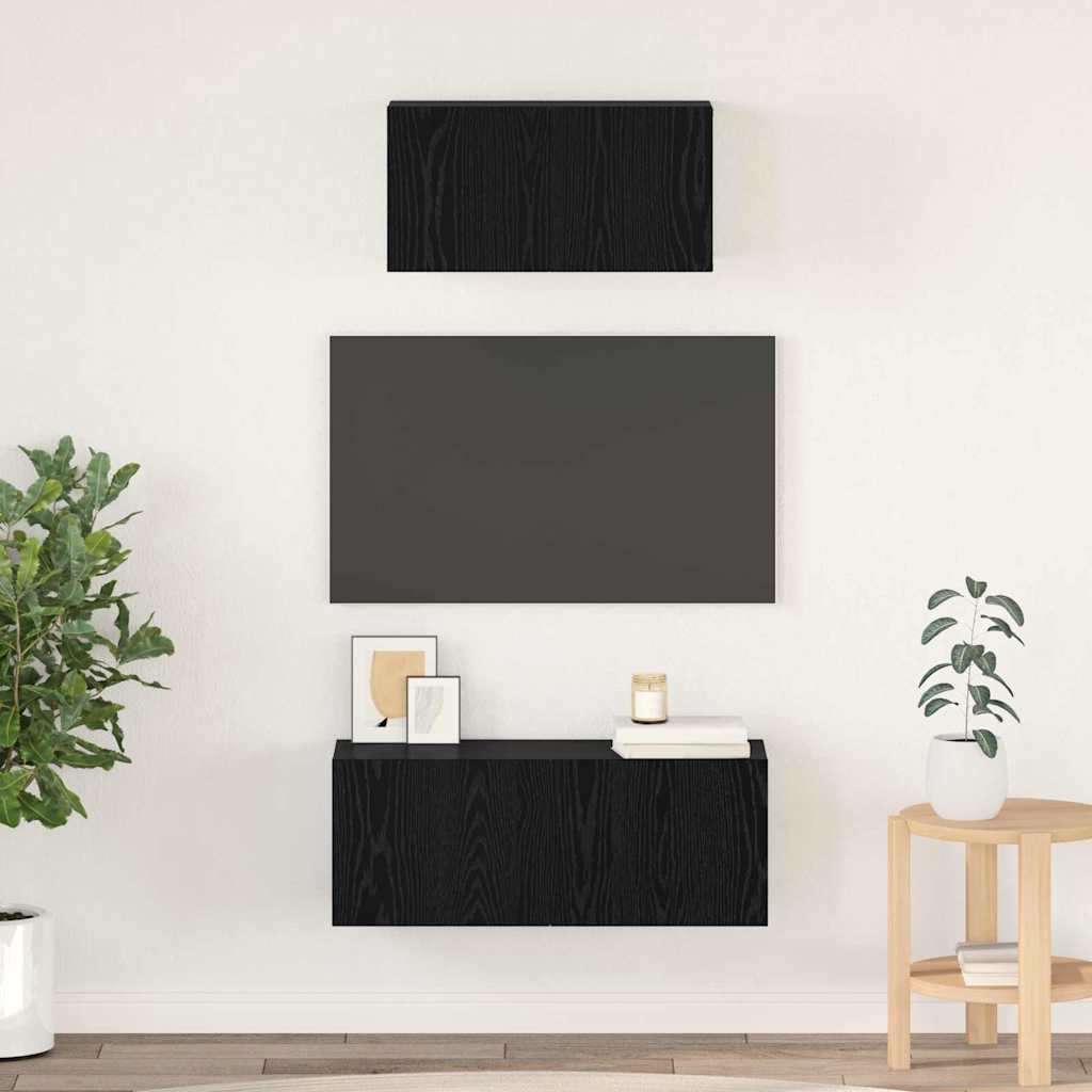 TV-Schrankset 2 pcs Schwarz Eichen-Optik Holzwerkstoff
