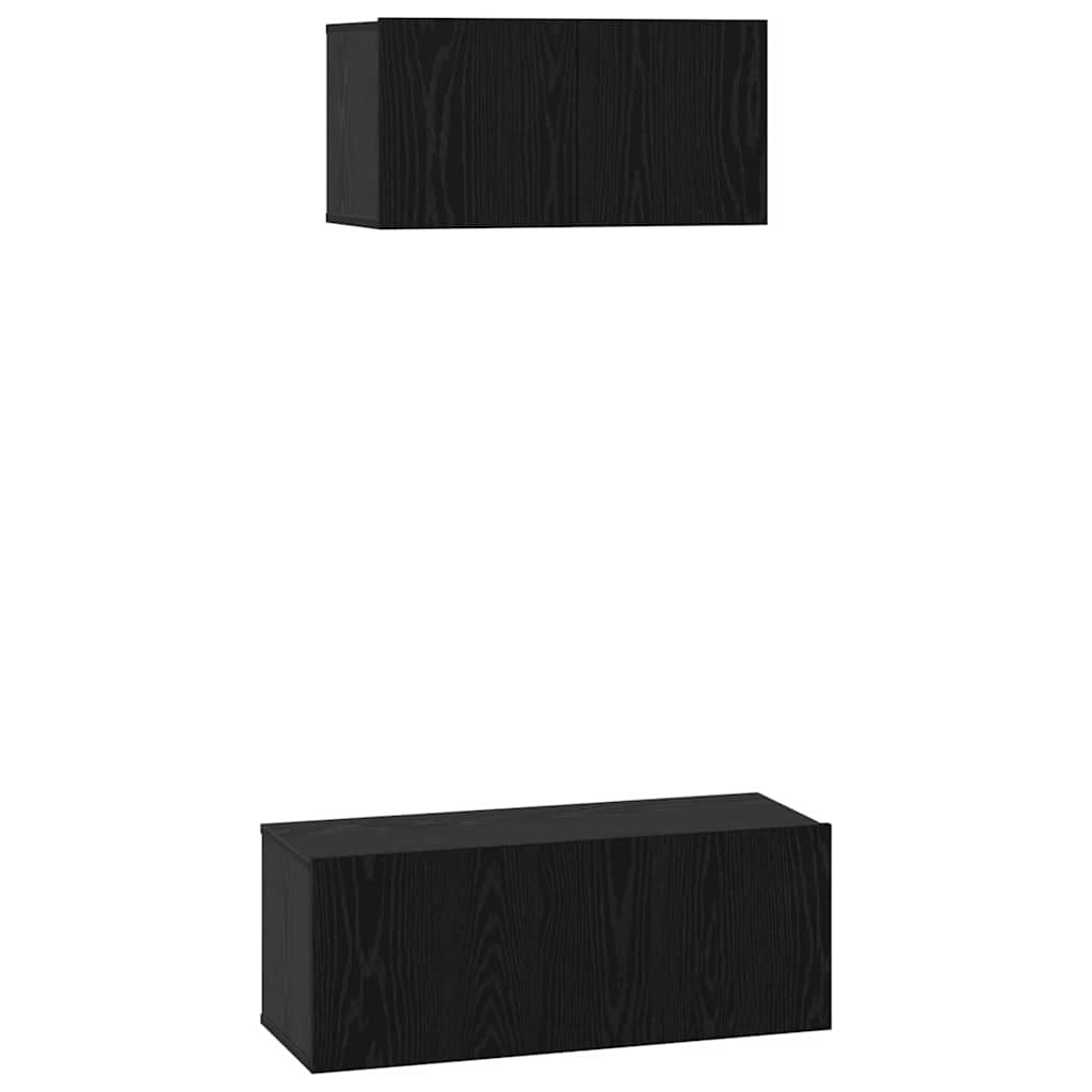 TV-Schrankset 2 pcs Schwarz Eichen-Optik Holzwerkstoff