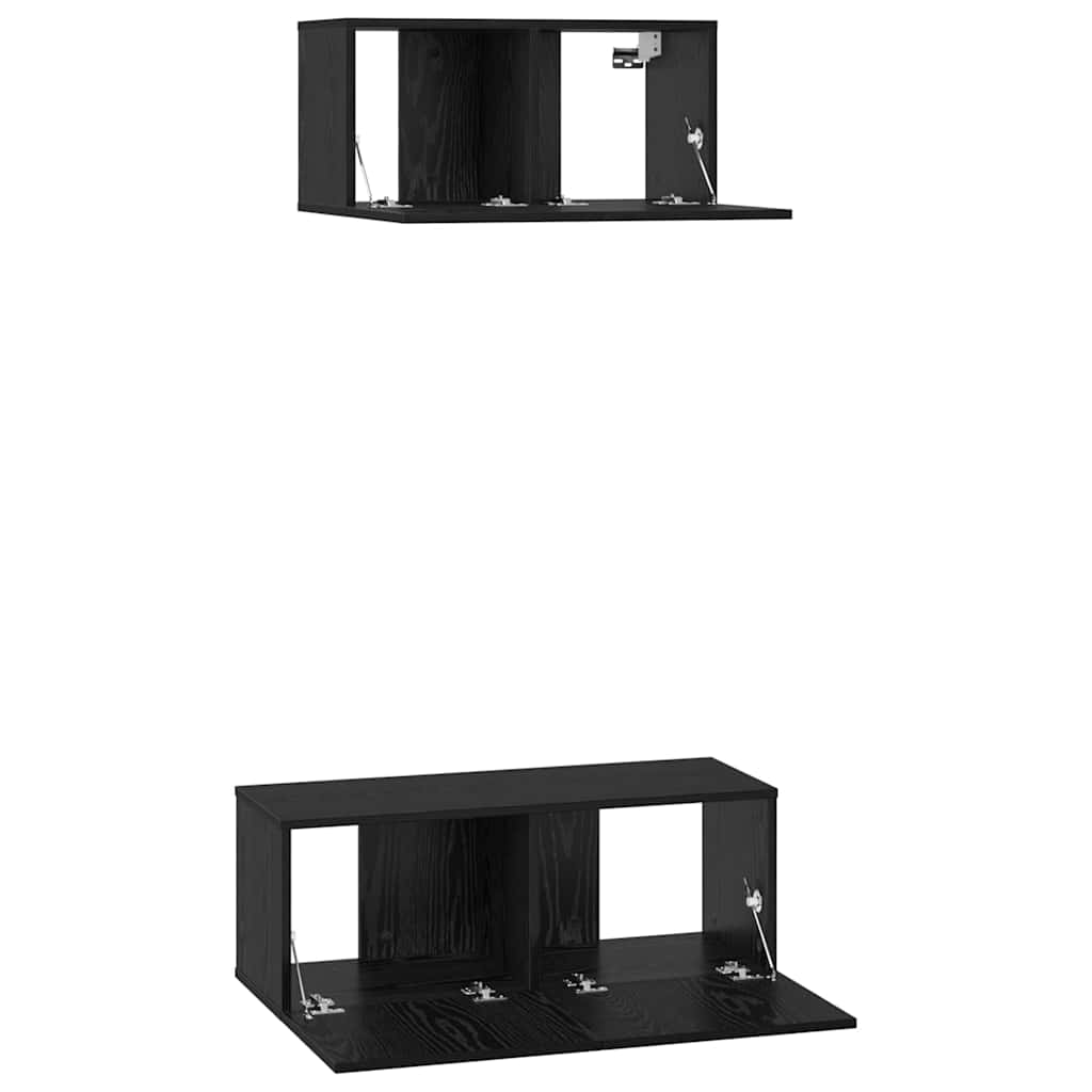 TV-Schrankset 2 pcs Schwarz Eichen-Optik Holzwerkstoff