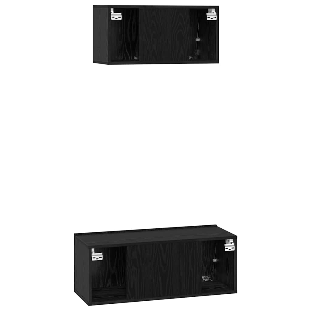 TV-Schrankset 2 pcs Schwarz Eichen-Optik Holzwerkstoff