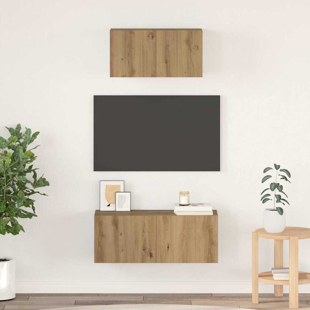 TV-Schrankset Wandmontiert 2 pcs Artisan-Eiche Holzwerkstoff