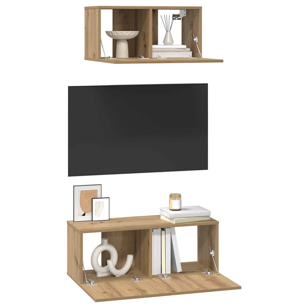 TV-Schrankset Wandmontiert 2 pcs Artisan-Eiche Holzwerkstoff