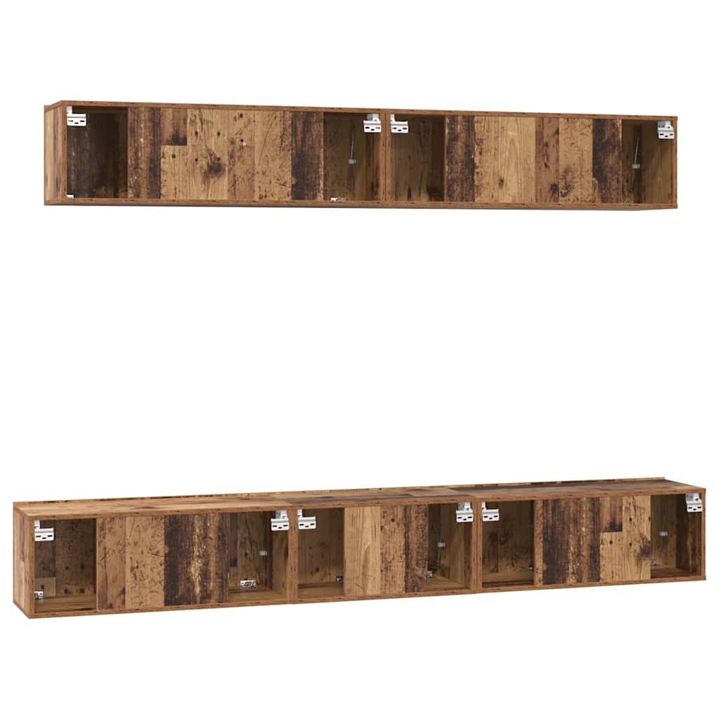 TV-Schrankset Wandmontiert 5 pcs Altholz Holzwerkstoff