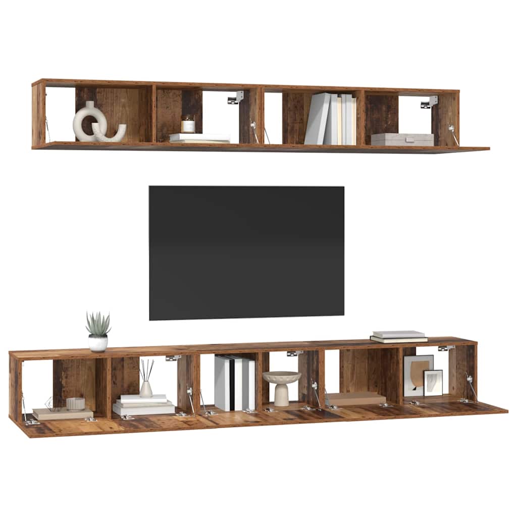 TV-Schrankset Wandmontiert 5 pcs Altholz Holzwerkstoff