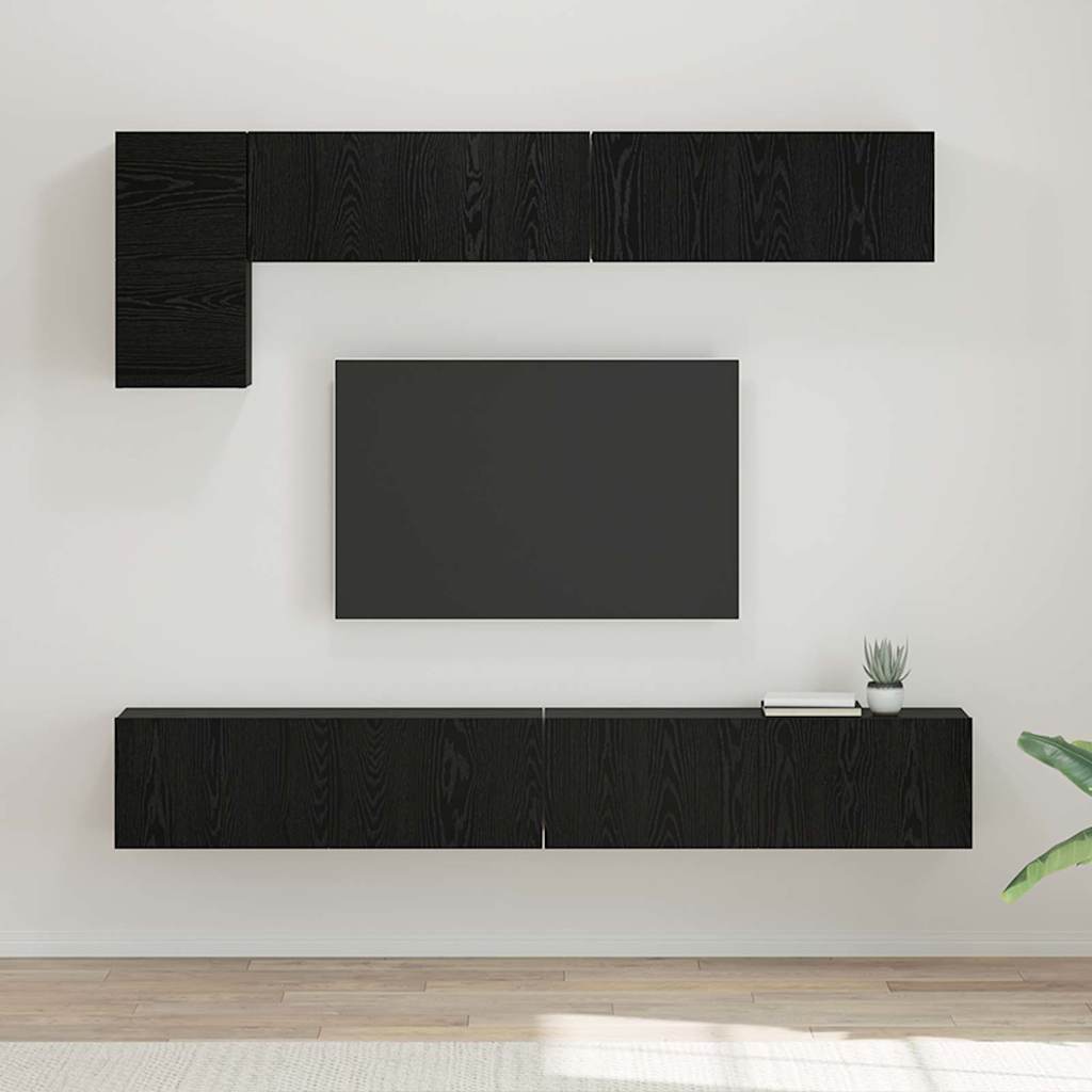 TV-Schrankset 5 pcs Schwarz Eichen-Optik Holzwerkstoff