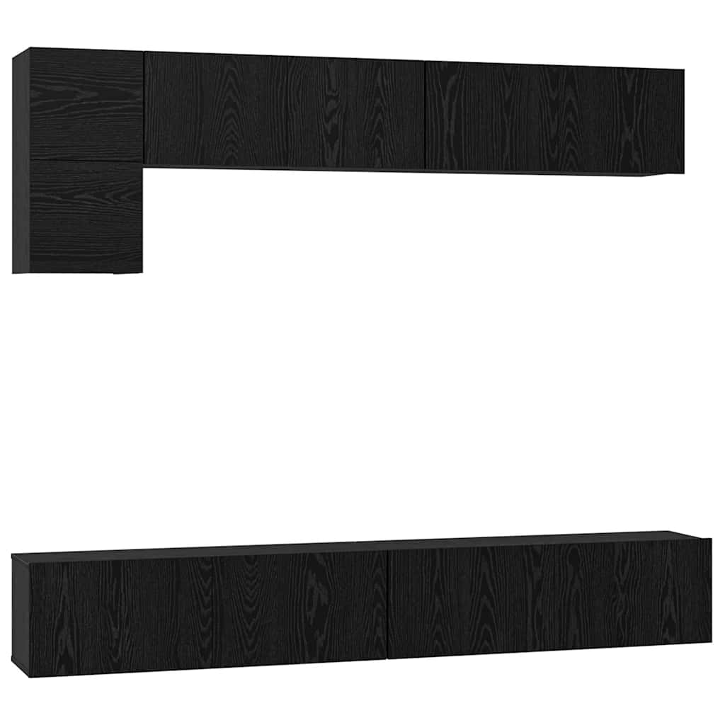 TV-Schrankset 5 pcs Schwarz Eichen-Optik Holzwerkstoff