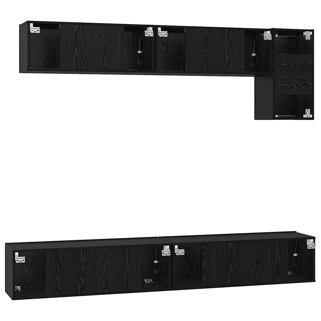 TV-Schrankset 5 pcs Schwarz Eichen-Optik Holzwerkstoff