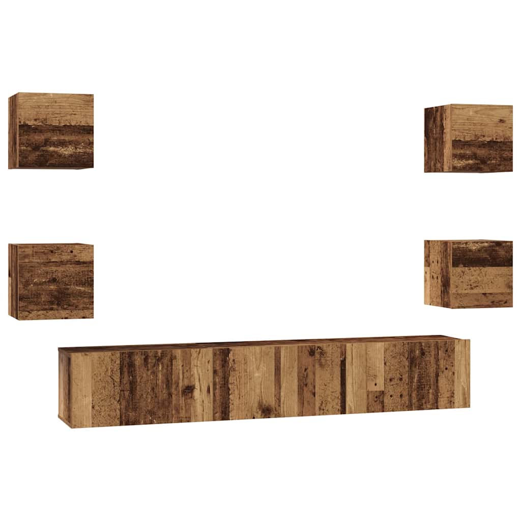 TV-Schrankset Wandmontiert 7 pcs Altholz Holzwerkstoff