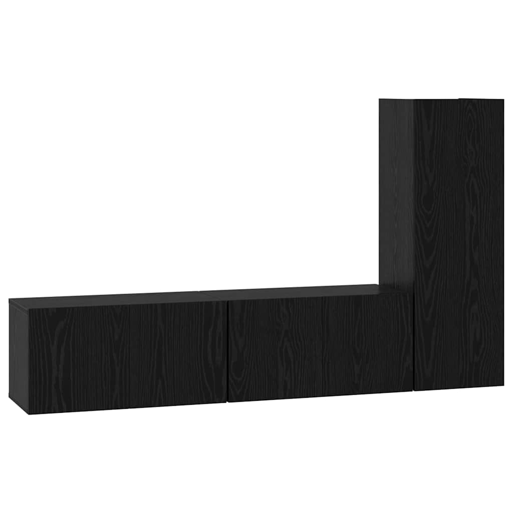 TV-Schrankset 3 pcs Schwarz Eichen-Optik Holzwerkstoff