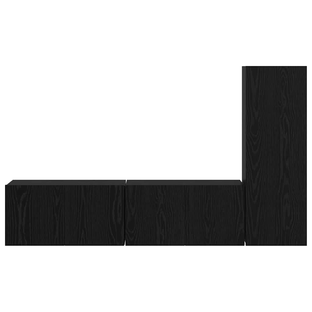 TV-Schrankset 3 pcs Schwarz Eichen-Optik Holzwerkstoff
