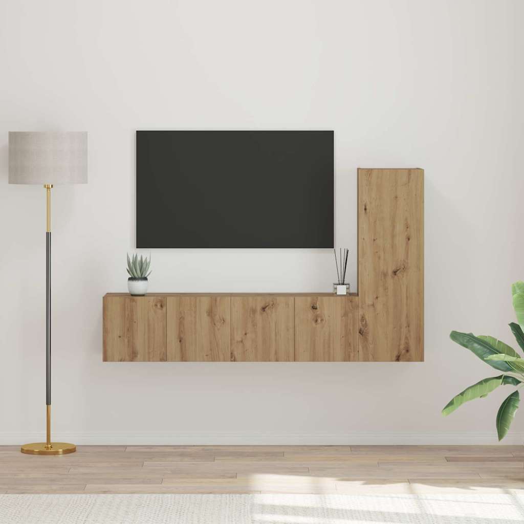 TV-Schrankset Wandmontiert 3 pcs Artisan-Eiche Holzwerkstoff
