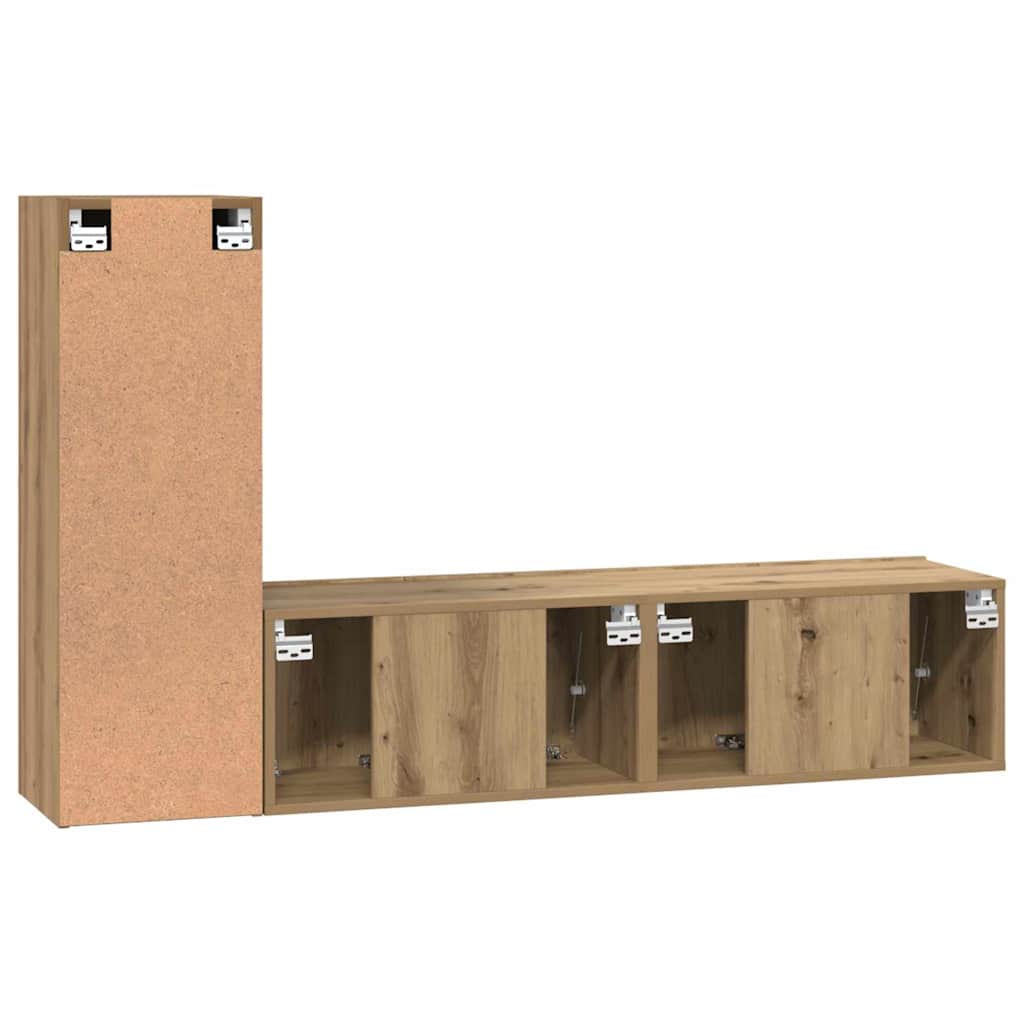 TV-Schrankset Wandmontiert 3 pcs Artisan-Eiche Holzwerkstoff
