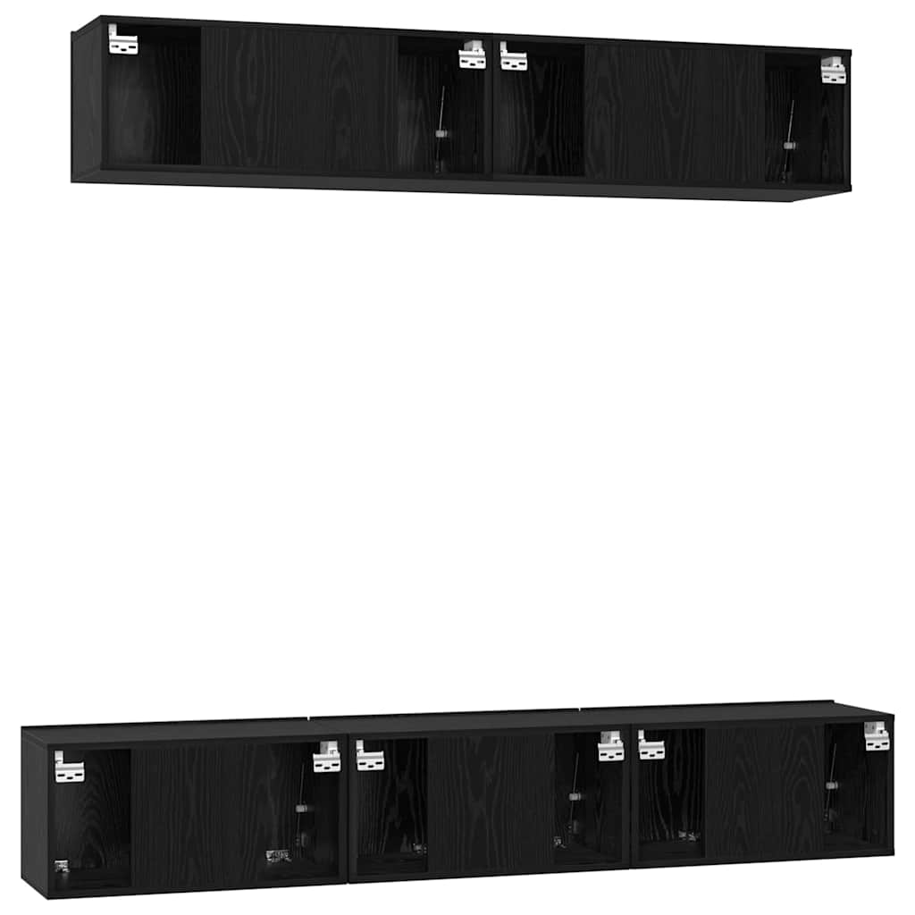 TV-Schrankset 5 pcs Schwarz Eichen-Optik Holzwerkstoff