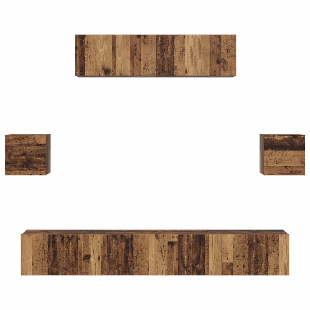 TV-Schrankset Wandmontiert 7 pcs Altholz Holzwerkstoff
