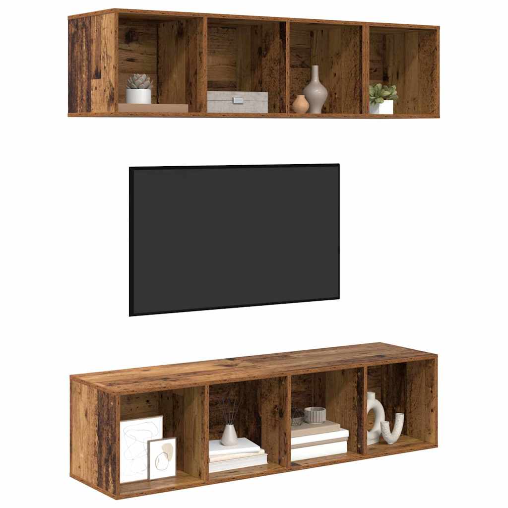 TV-Schrankset Wandmontiert 3 pcs Altholz Holzwerkstoff