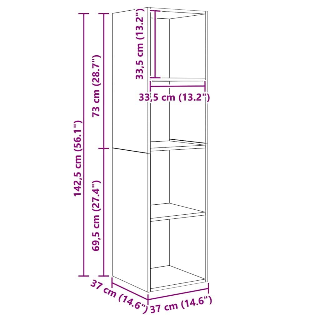 TV-Schrankset Wandmontiert 3 pcs Altholz Holzwerkstoff