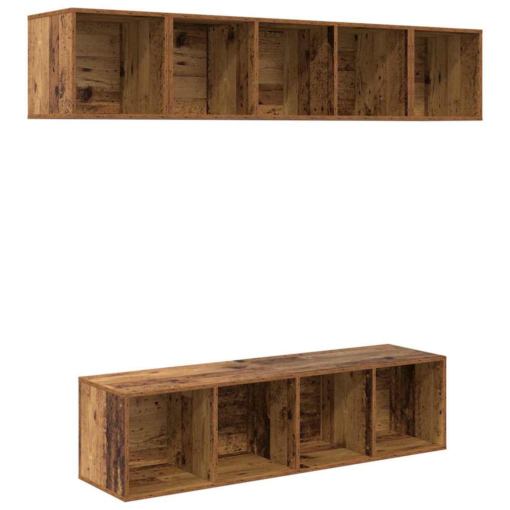 TV-Schrankset Wandmontiert 4 pcs Altholz Holzwerkstoff