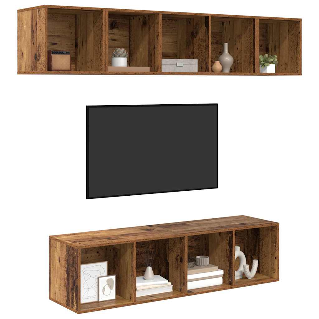 TV-Schrankset Wandmontiert 4 pcs Altholz Holzwerkstoff