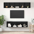 TV-Schrankset 4 pcs Schwarz Eichen-Optik Holzwerkstoff