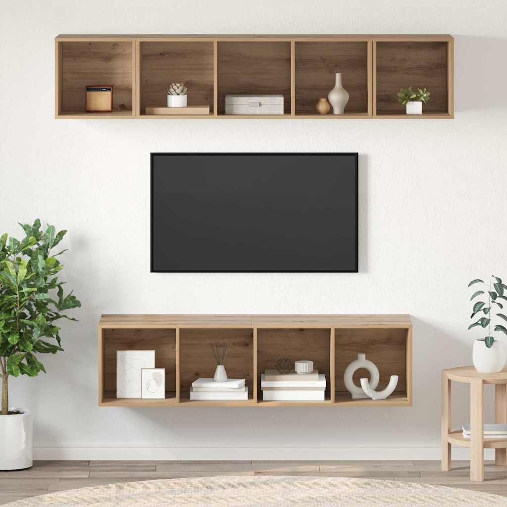 TV-Schrankset Wandmontiert 4 pcs Artisan-Eiche Holzwerkstoff