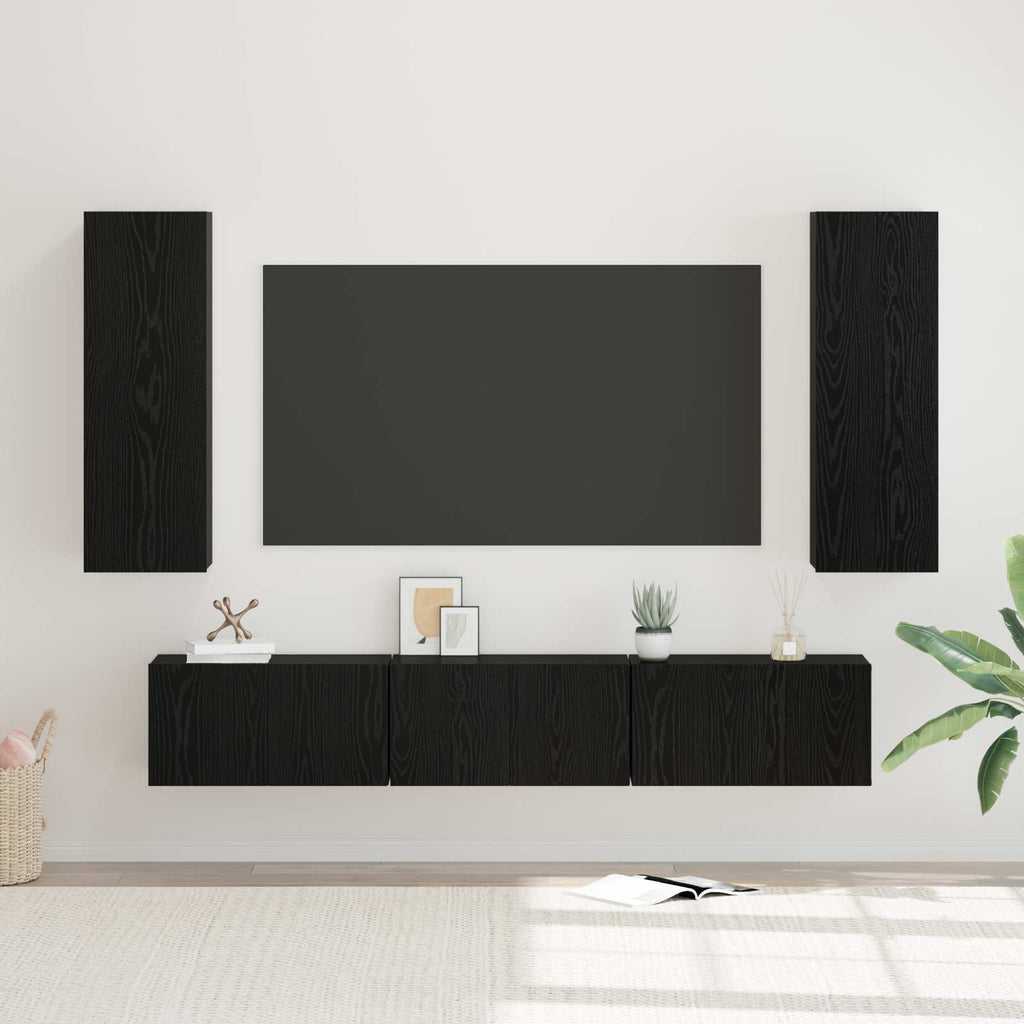 TV-Schrankset 5 pcs Schwarz Eichen-Optik Holzwerkstoff