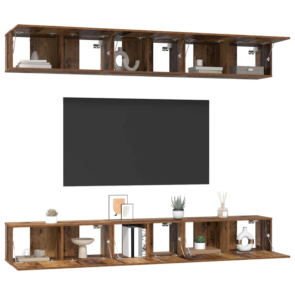 TV-Schrankset Wandmontiert 6 pcs Altholz Holzwerkstoff
