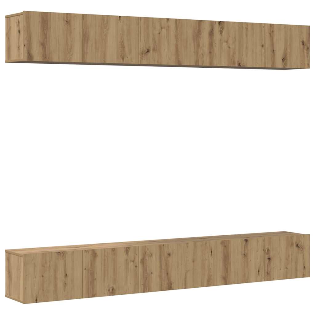 TV-Schrankset Wandmontiert 6 pcs Artisan-Eiche Holzwerkstoff