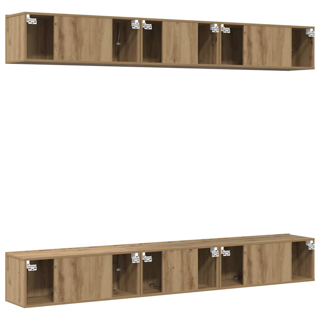 TV-Schrankset Wandmontiert 6 pcs Artisan-Eiche Holzwerkstoff