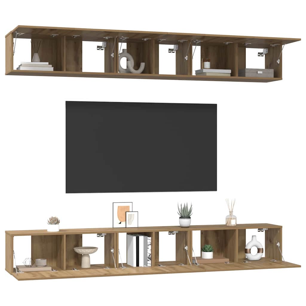 TV-Schrankset Wandmontiert 6 pcs Artisan-Eiche Holzwerkstoff