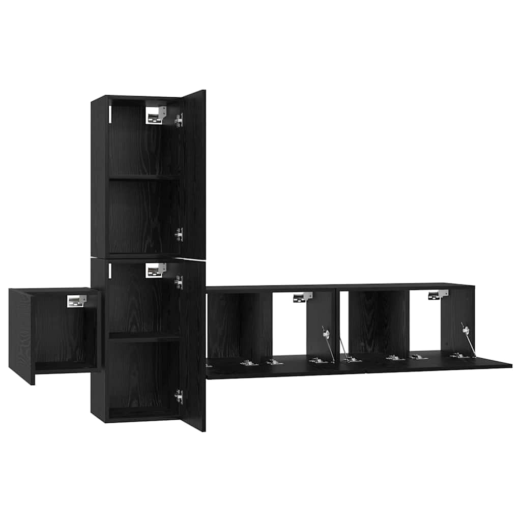 TV-Schrankset 5 pcs Schwarz Eichen-Optik Holzwerkstoff