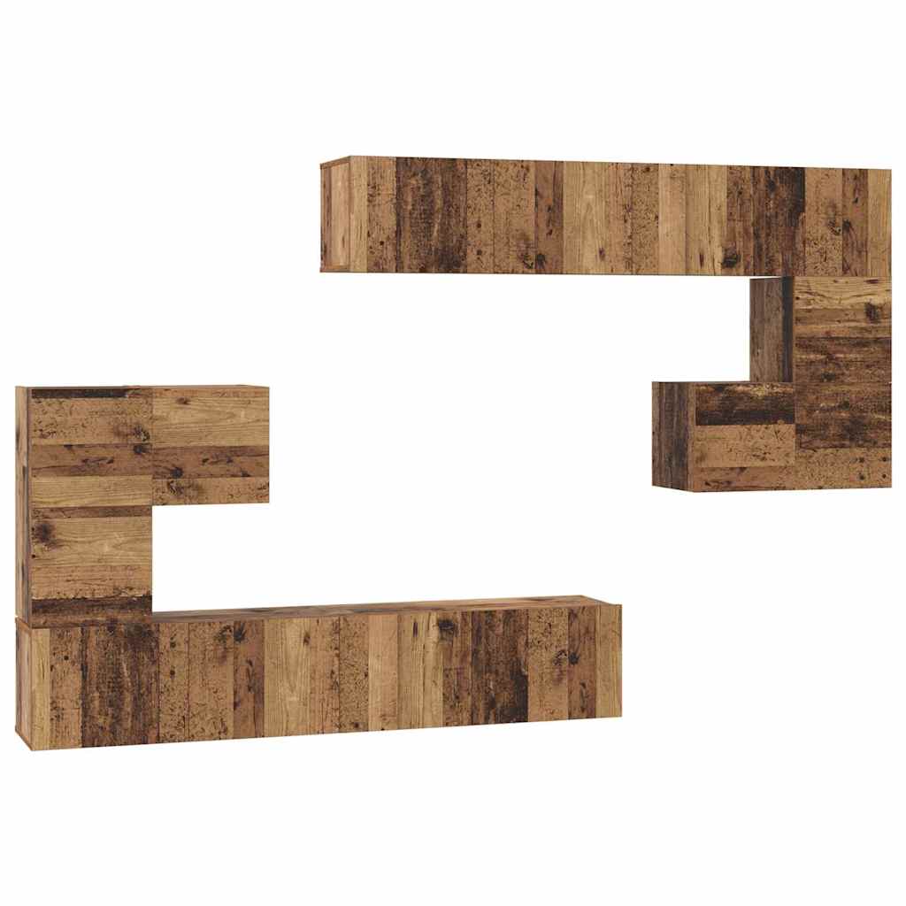 TV-Einheiten Wandmontiert 4 pcs Altholz Holzwerkstoff