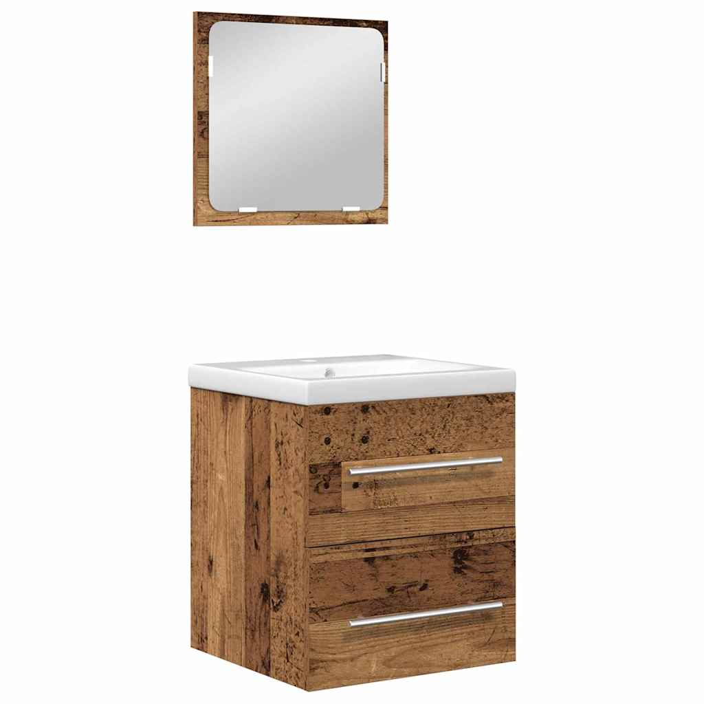 Badezimmermöbel-Set mit Schubladen 2 pcs Altholz Holzwerkstoff