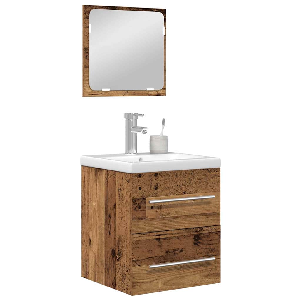 Badezimmermöbel-Set mit Schubladen 2 pcs Altholz Holzwerkstoff