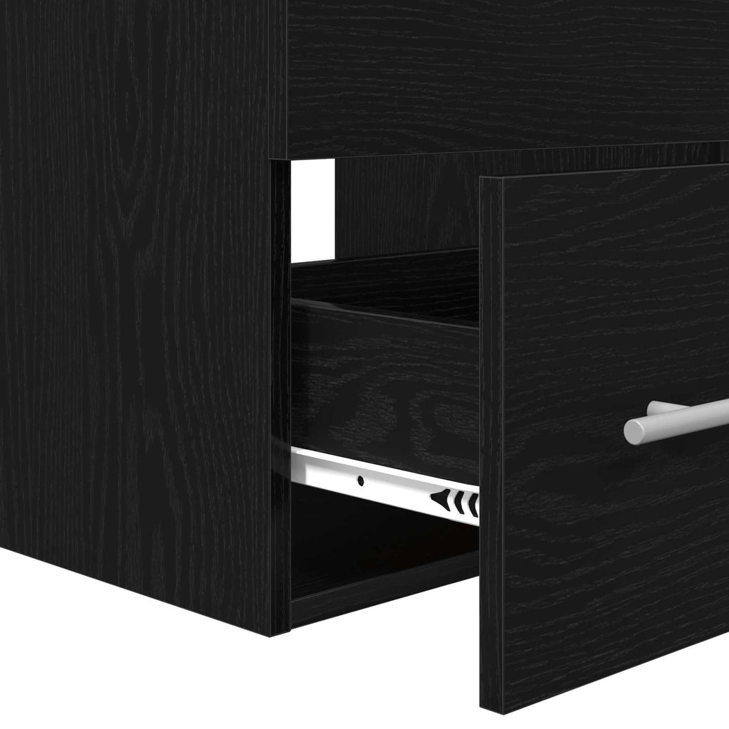 Badezimmermöbel-Set 2 pcs Schwarz Eichen-Optik Holzwerkstoff