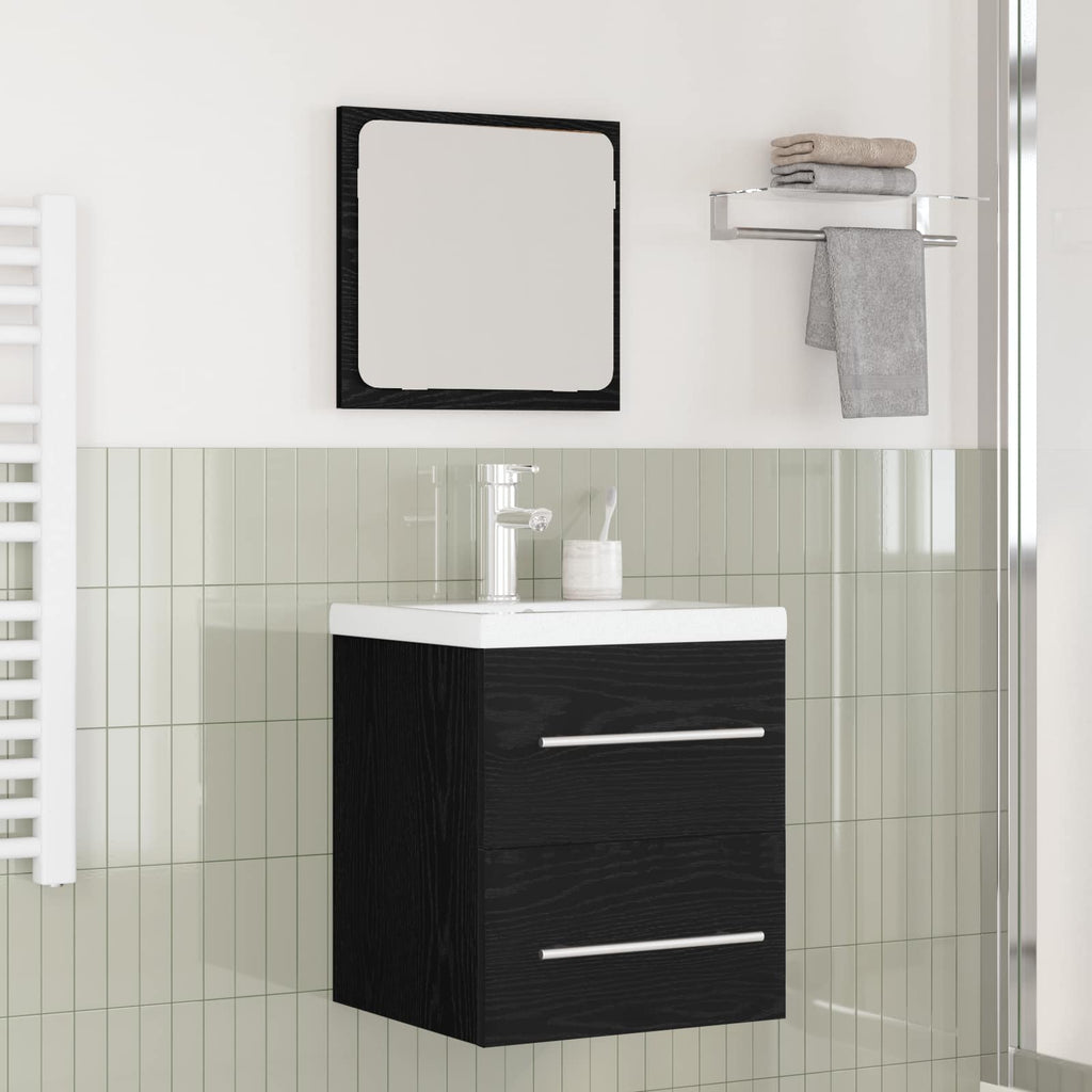 Badezimmermöbel-Set 2 pcs Schwarz Eichen-Optik Holzwerkstoff